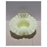 Uranium Glass Crimped Edge Vase/Bowl