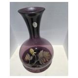 Fenton Aubergine Floral Vase Hand Painted,