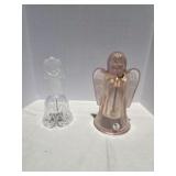 Fenton Pink Iridescent Angel Bell w/ Gold