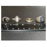 4 vintage sterling silver rings