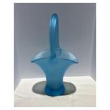 Ruffin Sky Blue Satin Glass Handled Basket