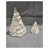 (2) Fenton White Iridescent Flocked Christmas