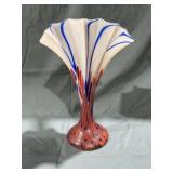 Czech Art Deco Red Blue Swirl Vase