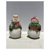 Fenton Hand Painted Snowman & Snow Lady