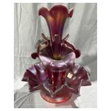Fenton Ruby Amberina Stretch Epergne -Chipped