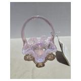 Fenton Pink Iridescent Hobnail Mini Basket
