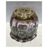 Fenton Rubin's Verde Melon Box W/ Brass Lid