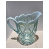 Scroll with Acanthus Blue Opalescent Pitcher by