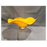 Orange roughed glass bowl