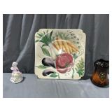 Italy Center Plate,Painted Porcelain Flower Girl,