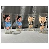 (2) Porky Pig Glasses & (2) Petunia Pig Glasses