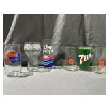 (3) Pepsi Cola glasses & (3) 7 Up Glasses