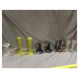 Uranium glass candle stick deep blue, purple