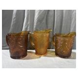 (3) Aberina Glass pitchers