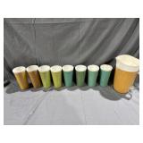 Raffiaware Mid-Century Modern 8 Tumblers &