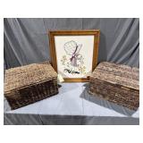 Holly Hobbie Embroidery & (2) Woven Baskets