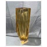 Murano Gold & Amber Diamond faceted Glass Vase