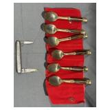 Rosewood & Brass Demitasse Spoons and Dolphin