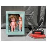 Knickerbocker plastic Dolls & little red Iron