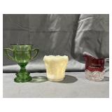 Niagara Falls & Custard glass Toothpick holder,