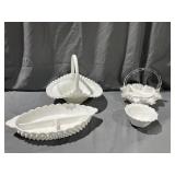 Fenton Baskets, Small Bowl, & Divided Dish