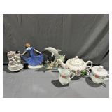 Tea pot , Sugar Dish ,& Creamer, Music Box & two