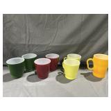 Yellow Fire King Soda Cup & (6) 5oz Colored Mugs
