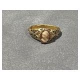 18K. H.G.E Gold Plated Cameo Ring-Size 6