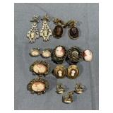 (7) Pair of Carved Cameos Earrings