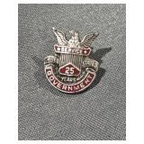 U.S Government 25 YR Service Pin Sterling Silver