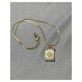 14K Gold Plated Avon Jade Pendant Necklace
