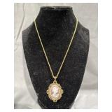 Vintage Gold Tone Cameo Necklace