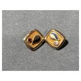 12K Gold Pins w/ Gemstone Weight- 3.09G