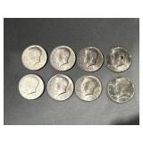 (8) 1971-79 D Kennedy Half Dollar Coins