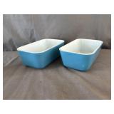 (2) Pyrex 0502 Blue Refridgerator Dishes