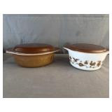 (2) Pyrex Early American Mixing Bowls 1.5Qt Oval