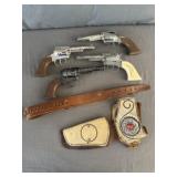 (4) Pony Boy Cap Guns, Holster, Ammo Belt*Need