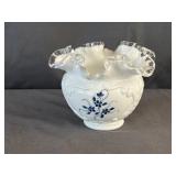Fenton Glass "Cabbage Rose" Rose Bowl Hand Painted