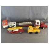 (3) Buddy L Pressed Metal Trucks & (2) Trailers