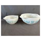 (2) Pyrex Amish Butterprint Turquoise Cinderella