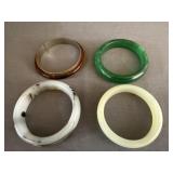 (4) Bangle Bracelets, Bakelite, Green Jadeite,2