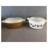 (2) Pyrex Early American Mixing Bowls 1.5Qt Oval