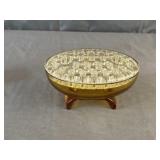 Viking Glass Amber ï¿½Flowerliteï¿½ Oval Bowl w/