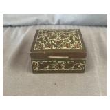 Antique Indian Brass Metal Floral Design Trinket