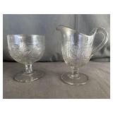 Wind Flowers 1870's Pressed Glass Cream & Sugar