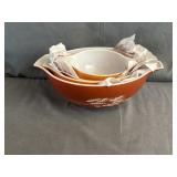 (4) Pyrex Autumn Harvest Cinderella Bowl Set