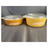 (2)Pyrex Butterfly Gold Casserole Dishs & Lids