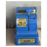 Uncle Sam's Register Coin Blue Metal Coin Bank