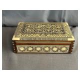Mosaic Mother of Peral Inlay Wooden Trinket Box
