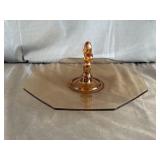 Fostoria Amber Glass Fluer-de-Lis Sandwich Tray